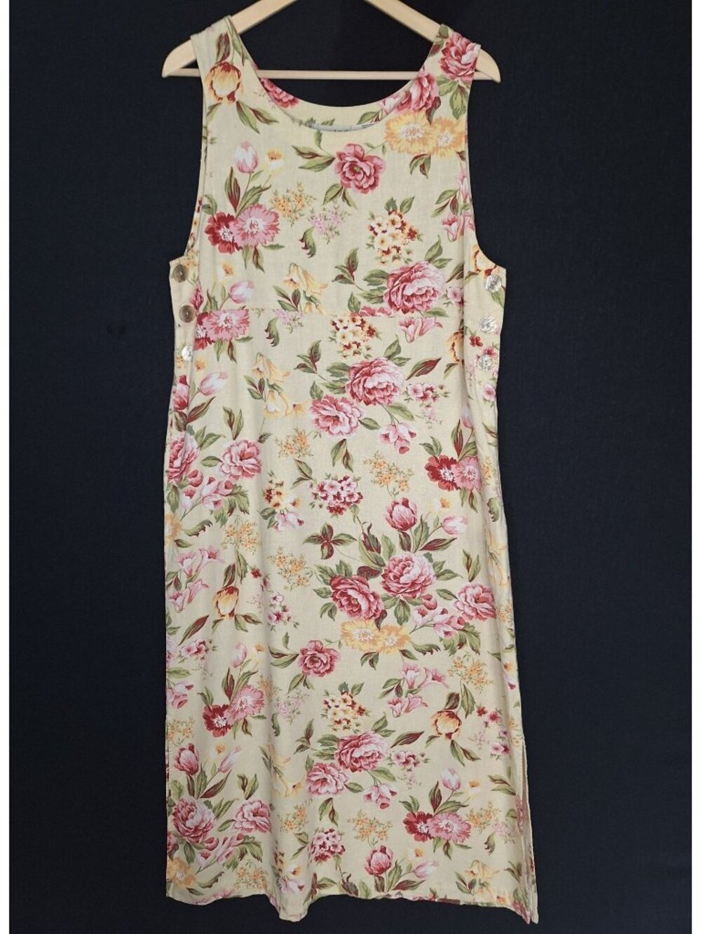 💙 White Stag Floral Linen Blend Sleeveless Maxi Dress Size M/L Cottagecore Femi